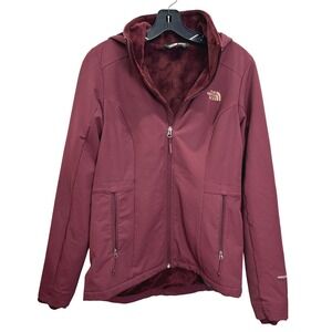 The North Face TNF Shelbe Raschel Fleece Jacket Womens Small Burgundy WindWall